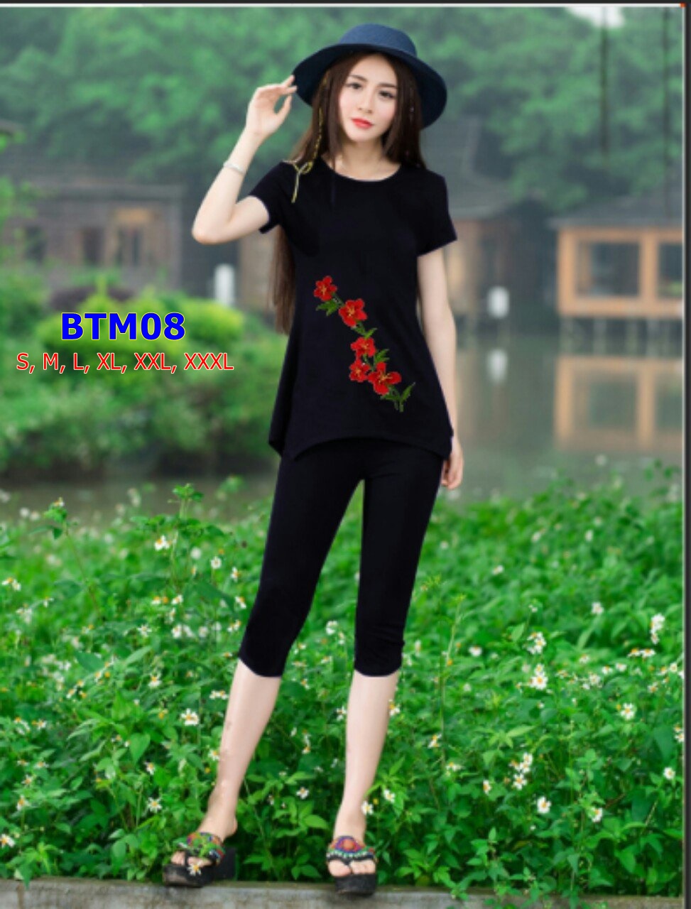 Set thun lửng thêu hoa lan hồ điệp BTM08